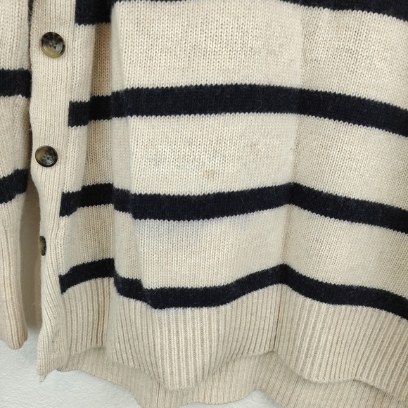 Tuckernuck Tan Stripe Bar Harbor Cotton Knit Crew Neck Pullover Sweater S *Stain - Picture 5 of 11